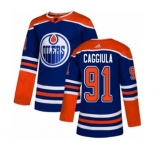 Youth Adidas Edmonton Oilers #91 Drake Caggiula Authentic Royal Blue Alternate NHL Jersey