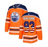 Youth Adidas Edmonton Oilers #93 Ryan Nugent-Hopkins Authentic Orange USA Flag Fashion NHL Jersey