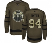 Youth Adidas Edmonton Oilers #94 Ryan Smyth Authentic Green Salute to Service NHL Jersey