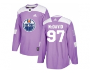Youth Adidas Edmonton Oilers #97 Connor McDavid Purple Authentic Fights Cancer Stitched NHL Jersey