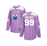 Youth Adidas Edmonton Oilers #99 Wayne Gretzky Purple Authentic Fights Cancer Stitched NHL Jersey