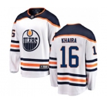 Youth Edmonton Oilers #16 Jujhar Khaira Fanatics Branded White Away Breakaway NHL Jersey