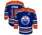 Youth Edmonton Oilers #18 Zach Hyman Royal 2025 Stanley Cup Final Home Premier Jersey