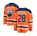 Youth Edmonton Oilers #28 Kyle Brodziak Authentic Orange Home Fanatics Branded Breakaway NHL Jersey