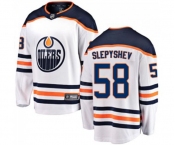Youth Edmonton Oilers #58 Anton Slepyshev Fanatics Branded White Away Breakaway NHL Jersey