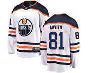 Youth Edmonton Oilers #81 Yohann Auvitu Fanatics Branded White Away Breakaway NHL Jersey