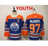 Youth Edmonton Oilers #97 Connor McDavid Royal Blue With Orange Home Hockey Stitched NHL Jersey