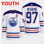 Youth Edmonton Oilers #97 Connor Mcdavid white adidas away stitched Hockey Jersey