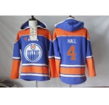 Men's Edmonton Oilers #4 Taylor Hall Cream Sawyer Hooded Sweatshirt Stitched NHL Jersey