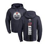 NHL Adidas Edmonton Oilers #17 Jari Kurri Navy Blue Backer Pullover Hoodie