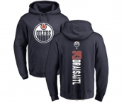 NHL Adidas Edmonton Oilers #29 Leon Draisaitl Navy Blue Backer Pullover Hoodie