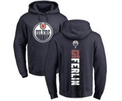 NHL Adidas Edmonton Oilers #51 Brian Ferlin Navy Blue Backer Pullover Hoodie