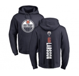 NHL Adidas Edmonton Oilers #6 Adam Larsson Navy Blue Backer Pullover Hoodie