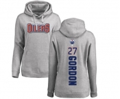 NHL Women Adidas Edmonton Oilers #27 Boyd Gordon Ash Backer Pullover Hoodie