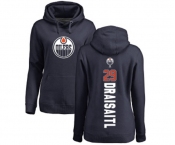 NHL Women Adidas Edmonton Oilers #29 Leon Draisaitl Navy Blue Backer Pullover Hoodie