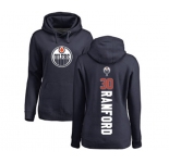 NHL Women Adidas Edmonton Oilers #30 Bill Ranford Navy Blue Backer Pullover Hoodie