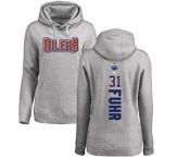 NHL Women Adidas Edmonton Oilers #31 Grant Fuhr Ash Backer Pullover Hoodie