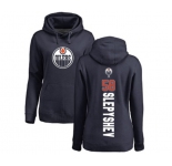 NHL Women Adidas Edmonton Oilers #58 Anton Slepyshev Navy Blue Backer Pullover Hoodie
