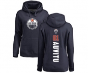 NHL Women Adidas Edmonton Oilers #81 Yohann Auvitu Navy Blue Backer Pullover Hoodie