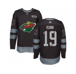 Men Adidas Minnesota Wild #19 Luke Kunin Black 1917-2017 100th Anniversary Stitched NHL Jersey