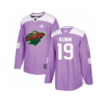 Men Adidas Minnesota Wild #19 Luke Kunin Purple Authentic Fights Cancer Stitched NHL Jersey