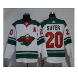 Men Adidas Minnesota Wild #20 Ryan Suter White Road Authentic Stitched NHL Jersey
