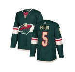 Men Adidas Minnesota Wild #5 Christian Folin Green Home Authentic Stitched NHL Jersey
