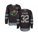 Men's Adidas Minnesota Wild #32 Alex Stalock Authentic Black 1917-2017 100th Anniversary NHL Jersey