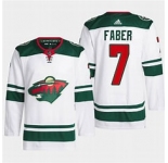 Men's Minnesota Wild #7 Brock Faber White Stitched Jersey