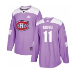 Adidas Montreal Canadiens #11 Saku Koivu Authentic Purple Fights Cancer Practice NHL Jersey