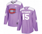 Adidas Montreal Canadiens #15 Jesperi Kotkaniemi Authentic Purple Fights Cancer Practice NHL Jersey