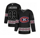 Adidas Montreal Canadiens #39 Charlie Lindgren Authentic Black Team Logo Fashion NHL Jersey