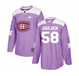 Adidas Montreal Canadiens #58 Noah Juulsen Authentic Purple Fights Cancer Practice NHL Jersey