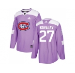 Men Adidas Montreal Canadiens #27 Alexei Kovalev Purple Authentic Fights Cancer Stitched NHL Jersey