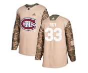 Men Adidas Montreal Canadiens #33 Patrick Roy Camo Authentic 2017 Veterans Day Stitched NHL Jersey
