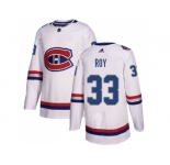 Men Adidas Montreal Canadiens #33 Patrick Roy White Authentic 2017 100 Classic Stitched NHL Jersey