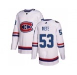 Men Adidas Montreal Canadiens #53 Victor Mete White Authentic 2017 100 Classic Stitched NHL Jersey