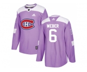 Men Adidas Montreal Canadiens #6 Shea Weber Purple Authentic Fights Cancer Stitched NHL Jersey