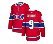 Men Adidas Montreal Canadiens #9 Maurice Richard Red Home Authentic Stitched NHL Jersey