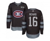Men's Adidas Montreal Canadiens #16 Henri Richard Authentic Black 1917-2017 100th Anniversary NHL Jersey