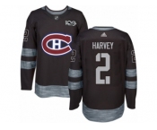 Men's Adidas Montreal Canadiens #2 Doug Harvey Authentic Black 1917-2017 100th Anniversary NHL Jersey