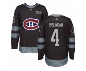 Men's Adidas Montreal Canadiens #4 Jean Beliveau Authentic Black 1917-2017 100th Anniversary NHL Jersey