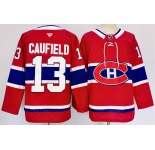 Men's Montreal Canadiens #13 Cole Caufield Red 2024-25 Stitched Jersey