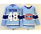 Men's Montreal Canadiens #48 Lane Hutson Blue 2023-24 Reverse Retro Stitched Jersey