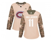 Women Adidas Montreal Canadiens #11 Brendan Gallagher Camo Authentic 2017 Veterans Day Stitched NHL Jersey