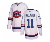 Women Adidas Montreal Canadiens #11 Brendan Gallagher White Authentic 2017 100 Classic Stitched NHL Jersey