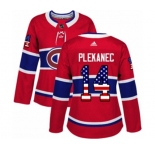 Women Adidas Montreal Canadiens #14 Tomas Plekanec Authentic Red USA Flag Fashion NHL Jersey