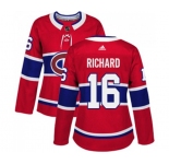 Women Adidas Montreal Canadiens #16 Henri Richard Authentic Red Home NHL Jersey