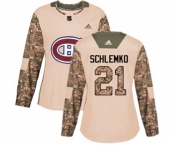 Women Adidas Montreal Canadiens #21 David Schlemko Authentic Camo Veterans Day Practice NHL Jersey