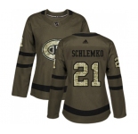 Women Adidas Montreal Canadiens #21 David Schlemko Authentic Green Salute to Service NHL Jersey